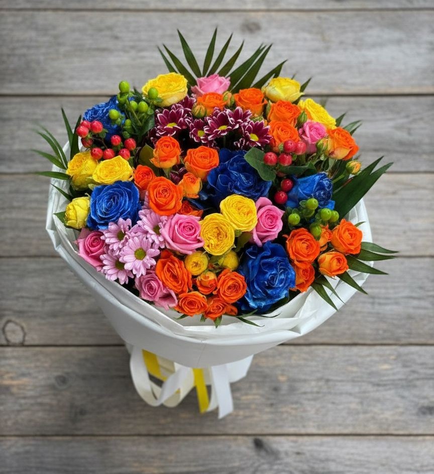 Букет цветов из: Розы и Хризантемы в Попово-Лежачах