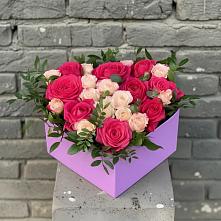 Цветочная композиция из Розы в коробке в Попово-Лежачах