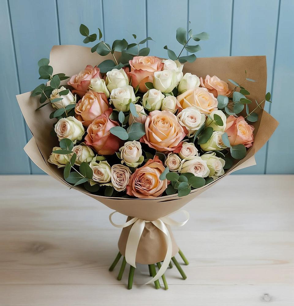 Букет цветов из: Альстромерии и Розы в Попово-Лежачах