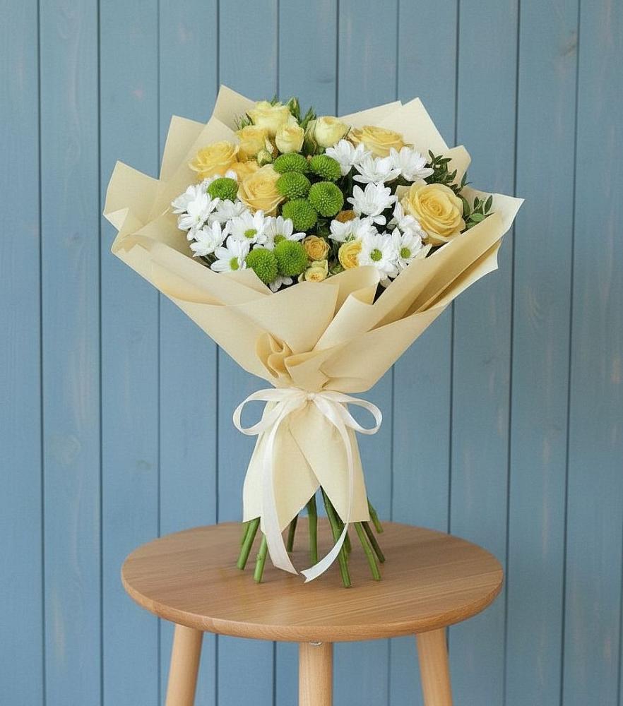 Букет цветов из: Хризантемы и Розы в Попово-Лежачах