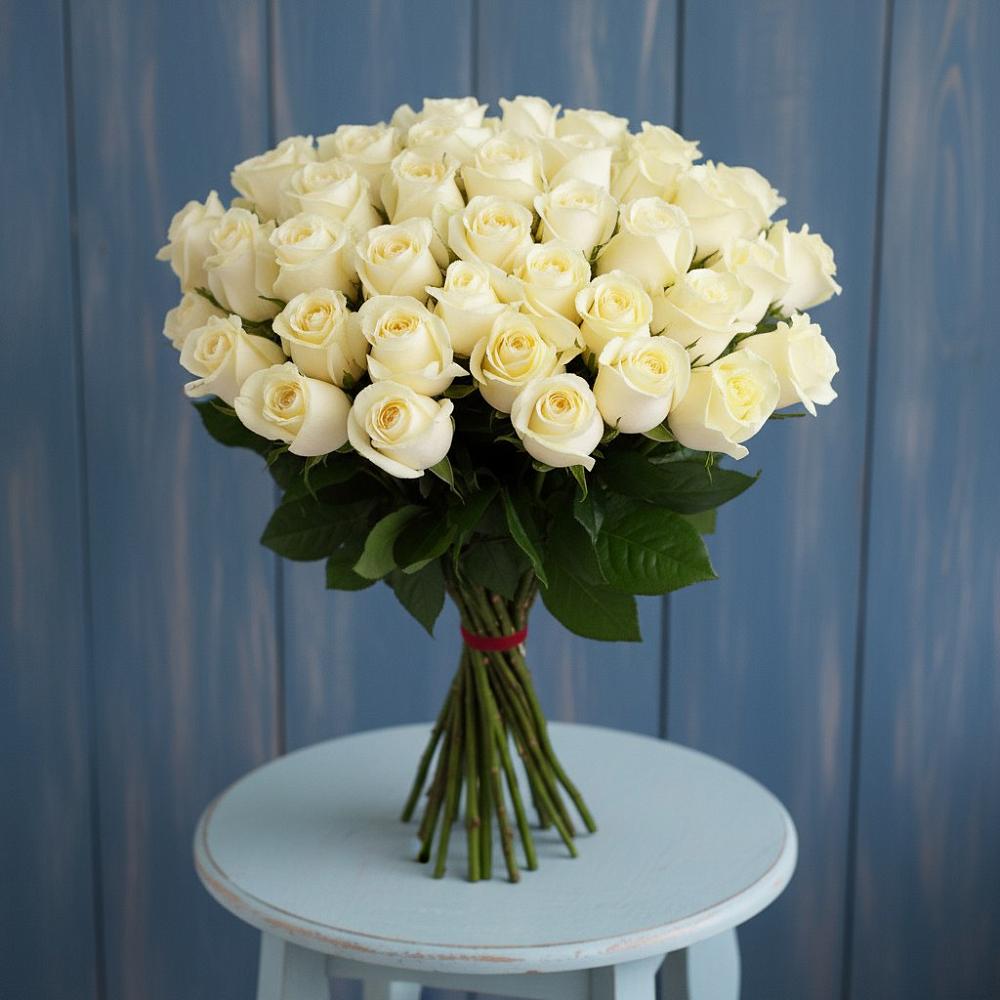 Букет 51 Белая роза Эдлесс Лав в Попово-Лежачах