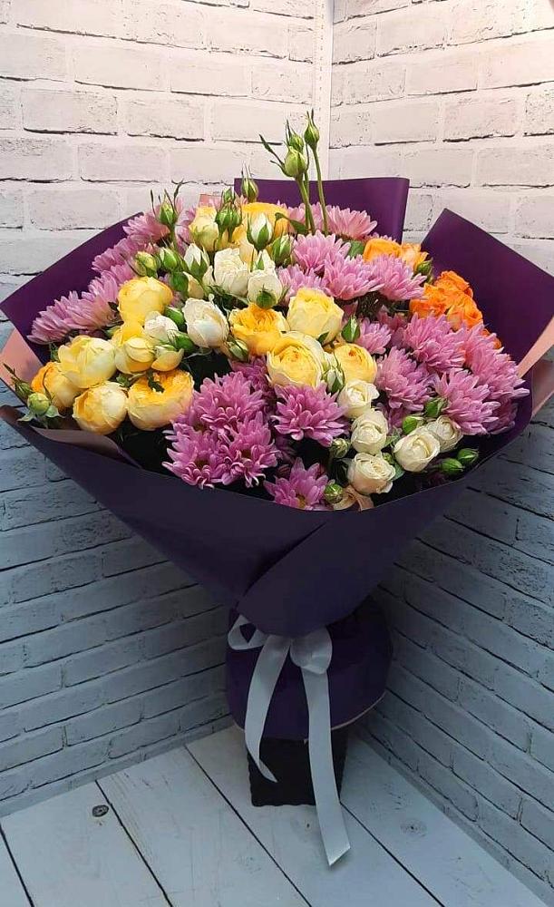 Букет цветов из: Хризантемы и Розы в Попово-Лежачах