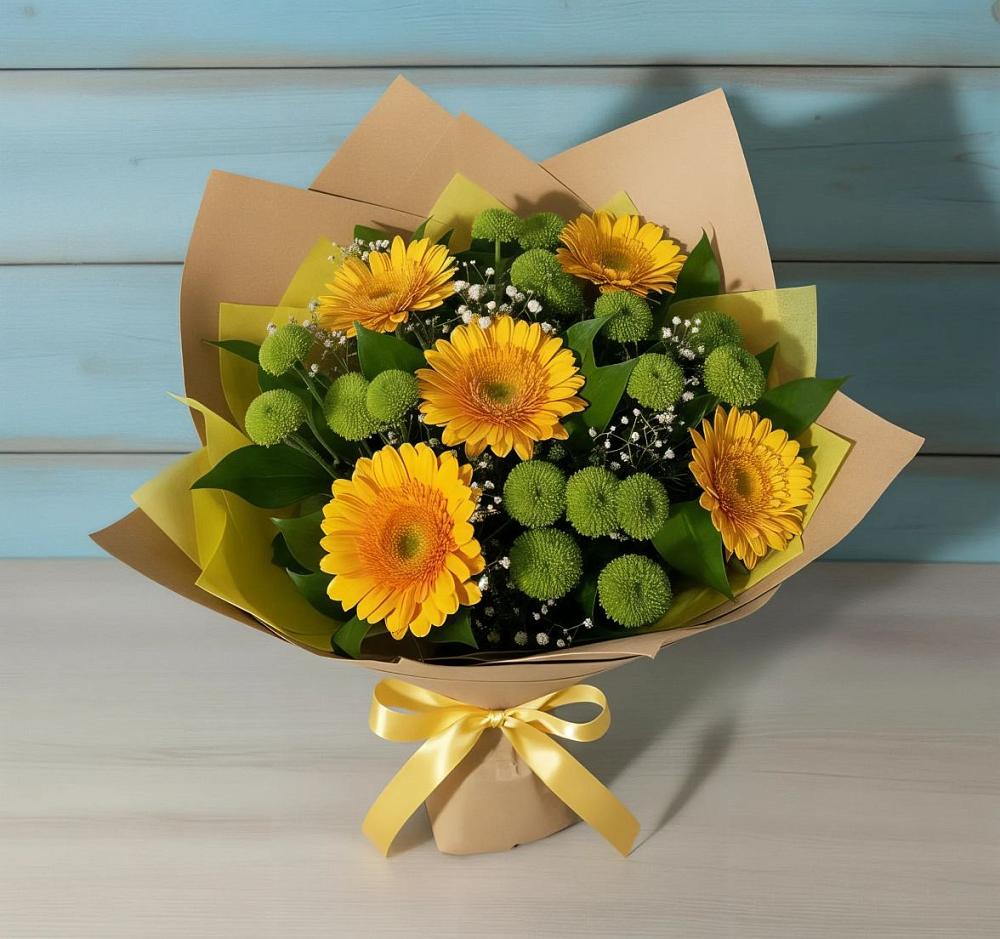 Букет цветов из: Герберы и Хризантемы в Попово-Лежачах
