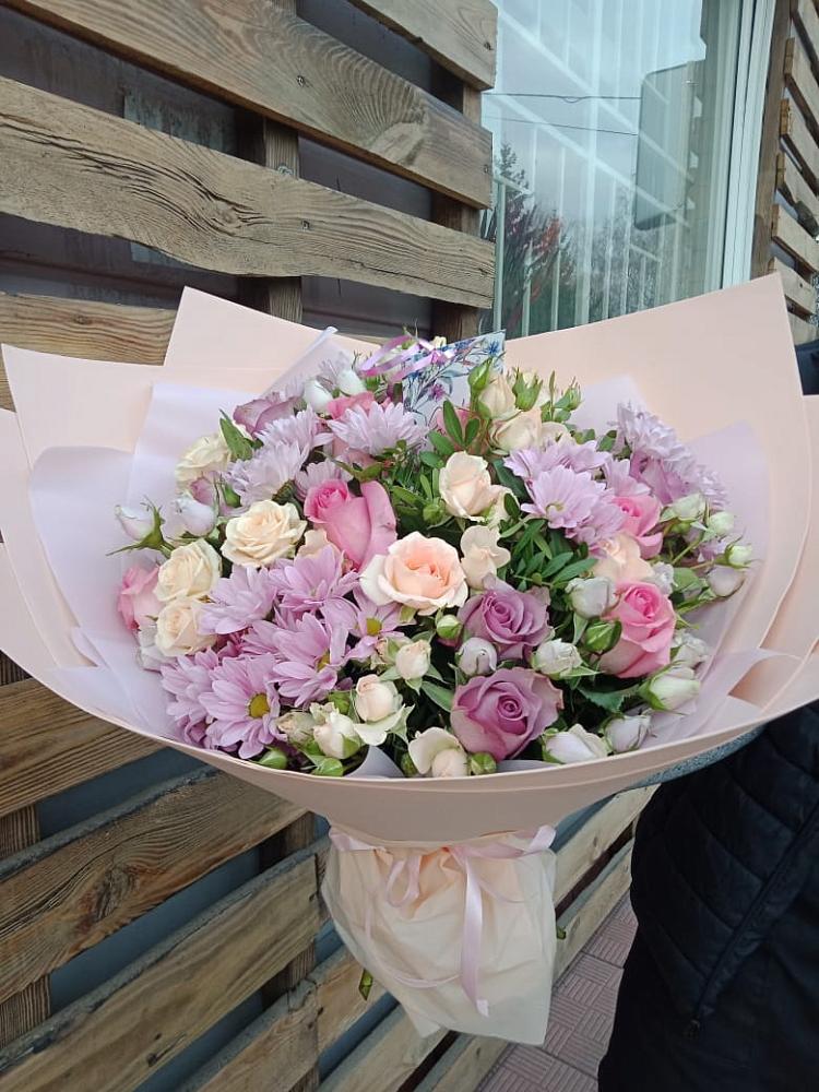 Букет цветов из: Розы и Хризантемы в Попово-Лежачах