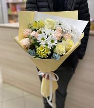Букет цветов из:  Альстромерии, Розы и Хризантемы в Попово-Лежачах