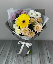 Букет цветов из:  Розы, Герберы и Хризантемы в Попово-Лежачах