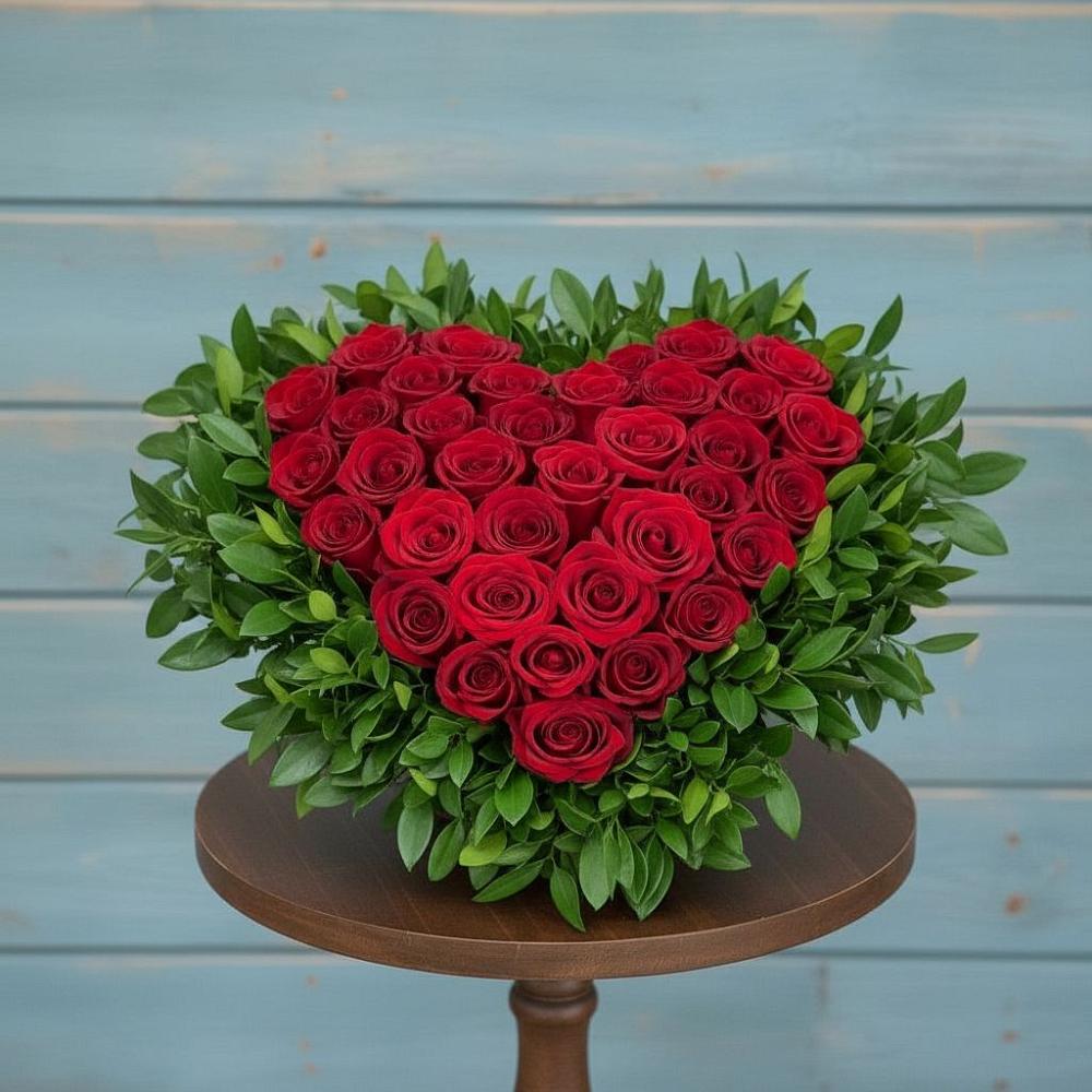 Цветочная композиция из Розы в виде сердца в Попово-Лежачах