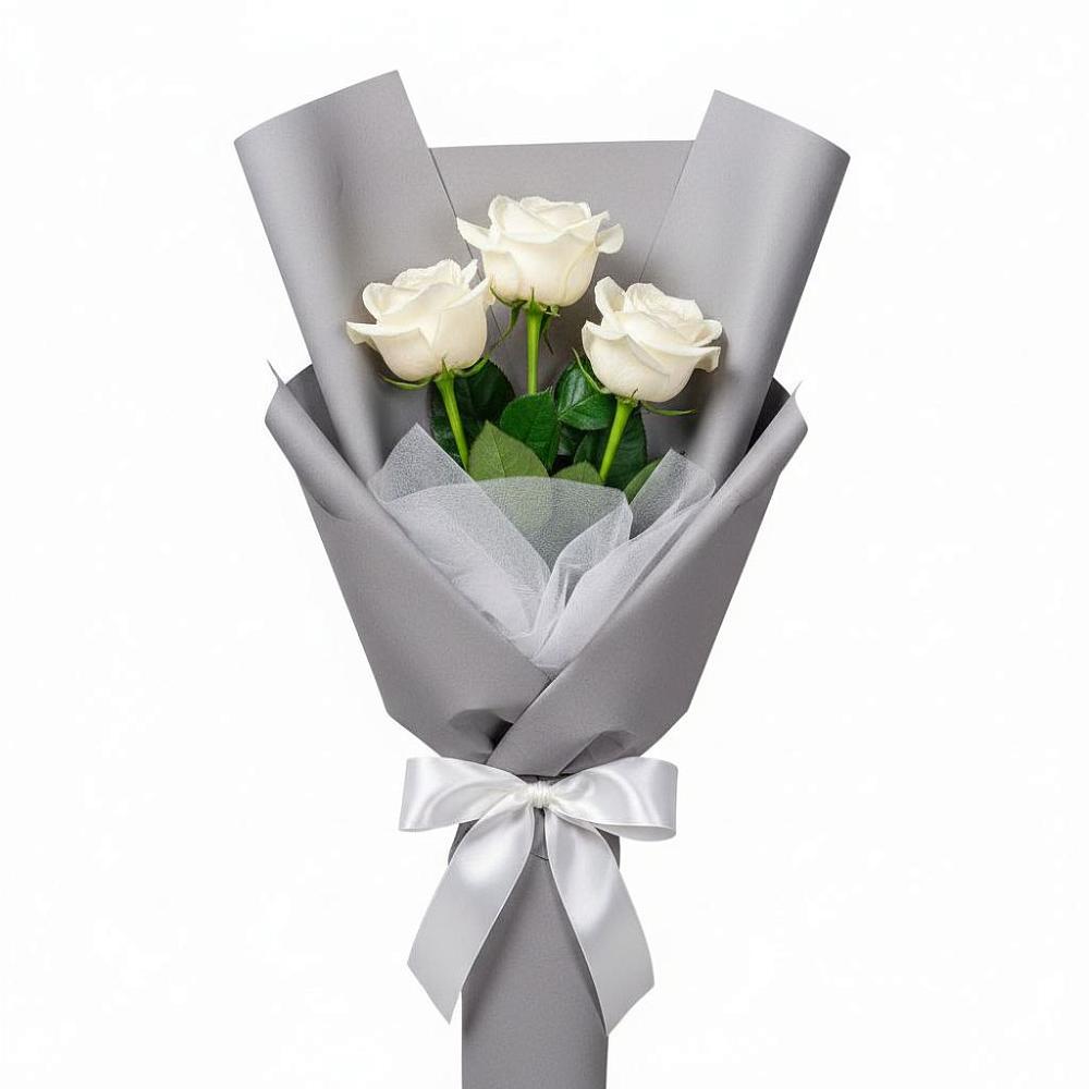Букет 3 белые розы в Попово-Лежачах