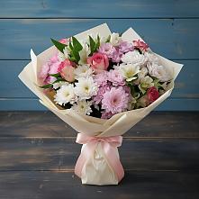 Букет цветов из:  Хризантемы, Альстромерии и Розы #REPLACE_PRED# Попово-Лежачах