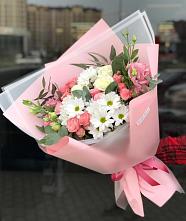 Букет цветов из:  Розы, Лизиантусы и Хризантемы в Попово-Лежачах