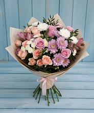 Букет цветов из:  Хризантемы, Розы и Альстромерии в Попово-Лежачах