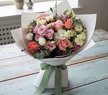 Букет цветов из:  Розы, Лизиантусы и Гвоздики в Попово-Лежачах