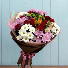 Букет цветов из:  Розы, Хризантемы и Альстромерии в Попово-Лежачах