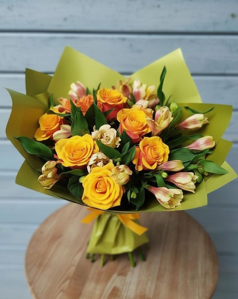 Букет цветов из: Альстромерии и Розы в Попово-Лежачах