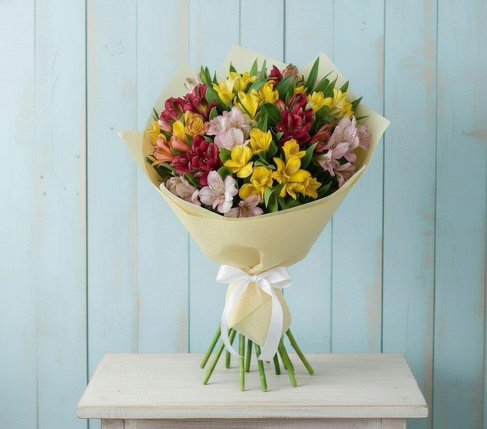 Букет цветов из: Альстромерии в Попово-Лежачах