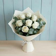 Букет Белые розы в Эвкалипте #REPLACE_PRED# Попово-Лежачах